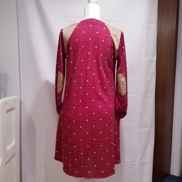 Chris & Carol Burgundy Polka Dot Dress Size M - Picture 3 of 7